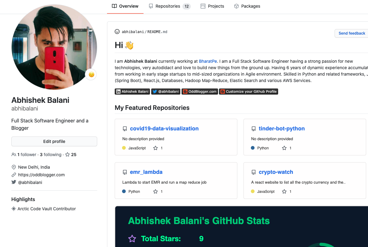 Github Profile Page Personalization - OddBlogger